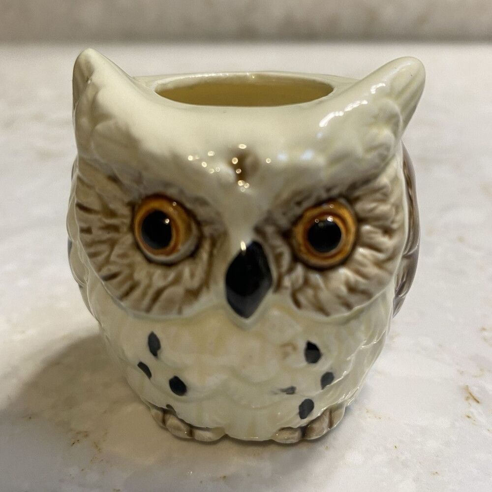 Vintage 1970s Enesco Japan Ceramic Owl Toothpick Holder
